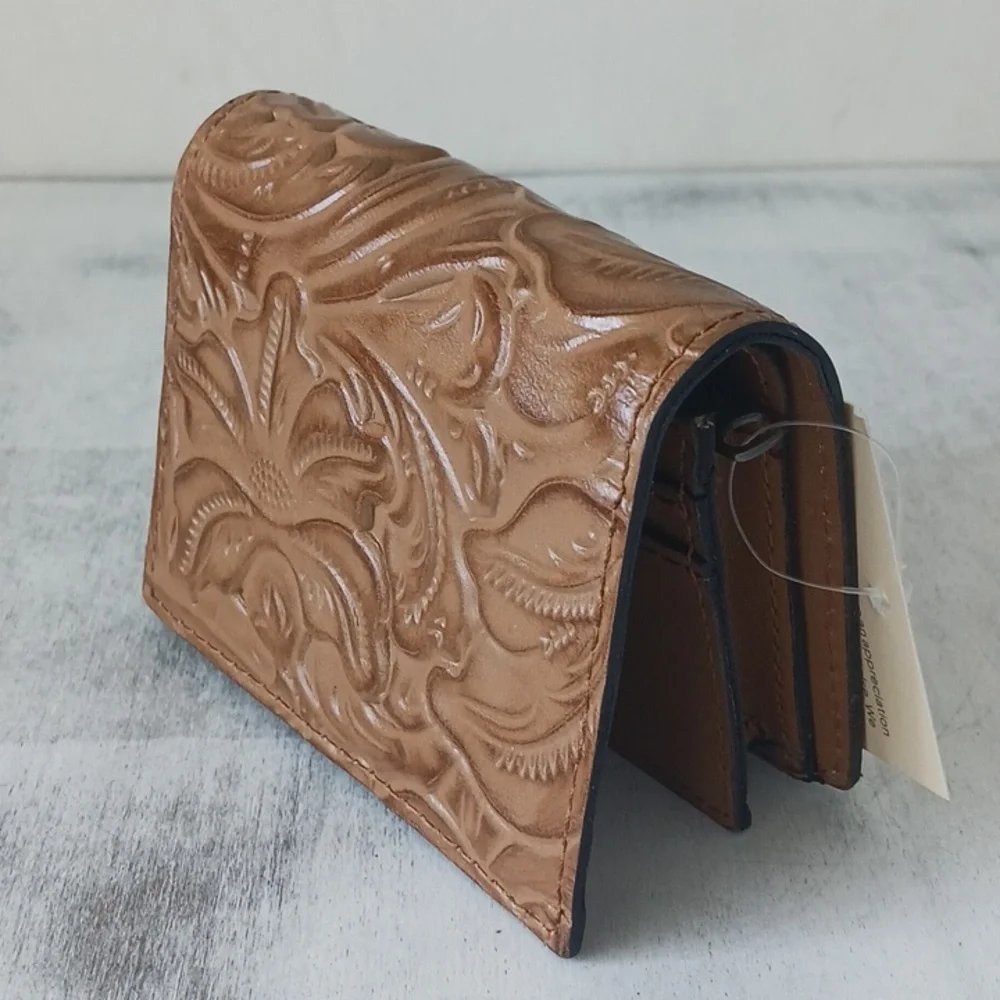 Patricia NASH Brown Leather Small Wallet Tooled Clara Biscuit